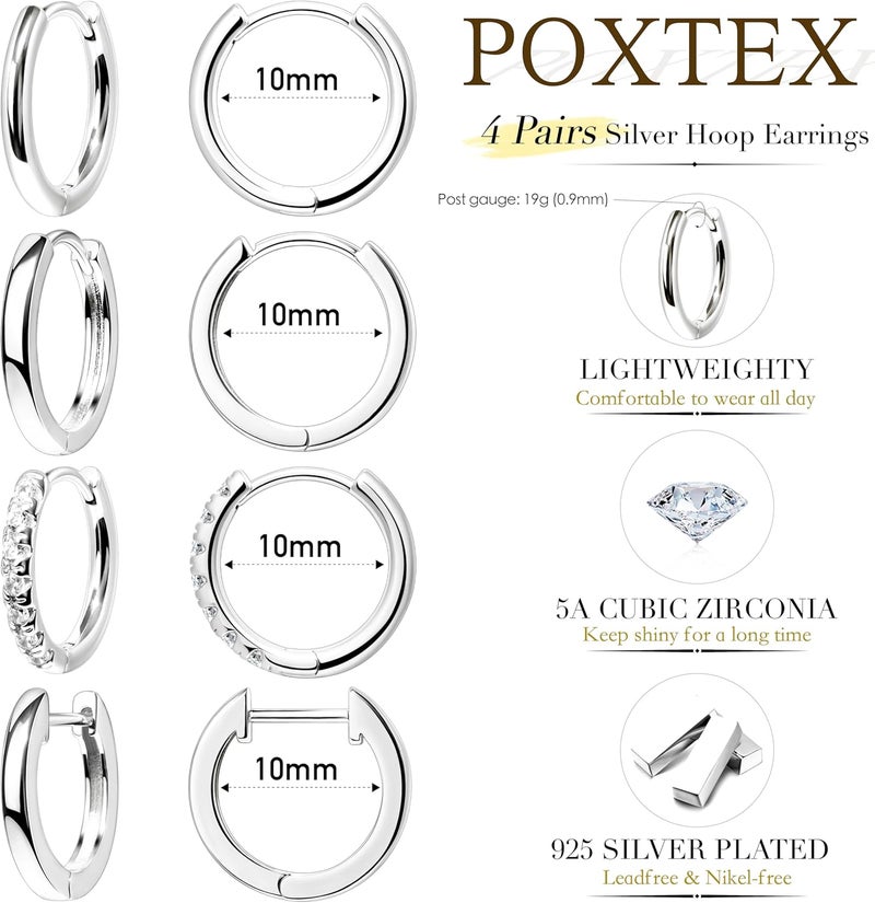 Poxtex Small Gold Huggie Hoop Earrings Set for Women Men Hypoallergenic 14K Plated Stack Cartilage Earrings, Multiple Piercing Lightweight Mini Thin Cute Dainty Trendy Jewelry Set Christmas Gifts for Women - Image 4